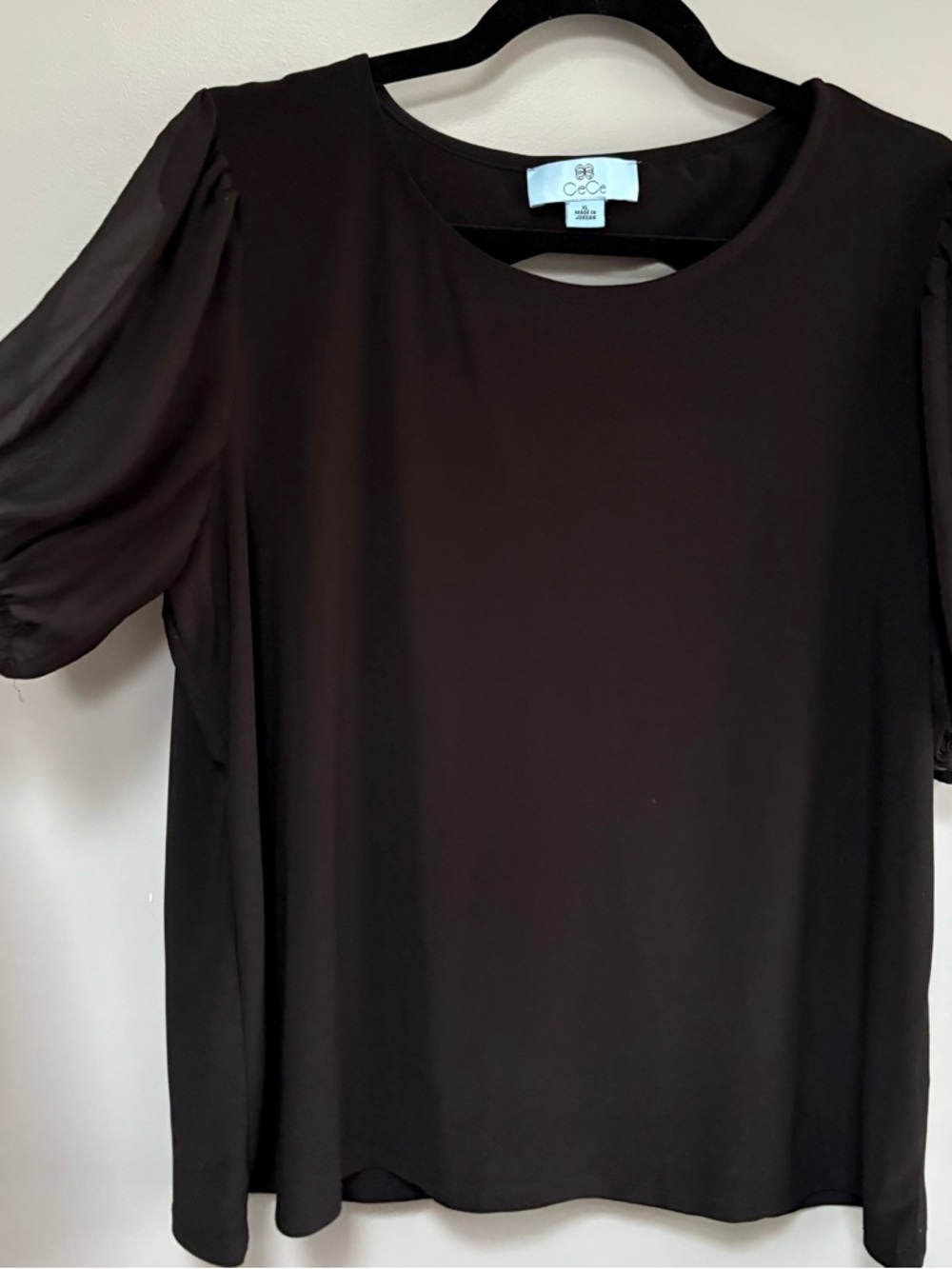 CeCe Black Sheer Sleeve Blouse